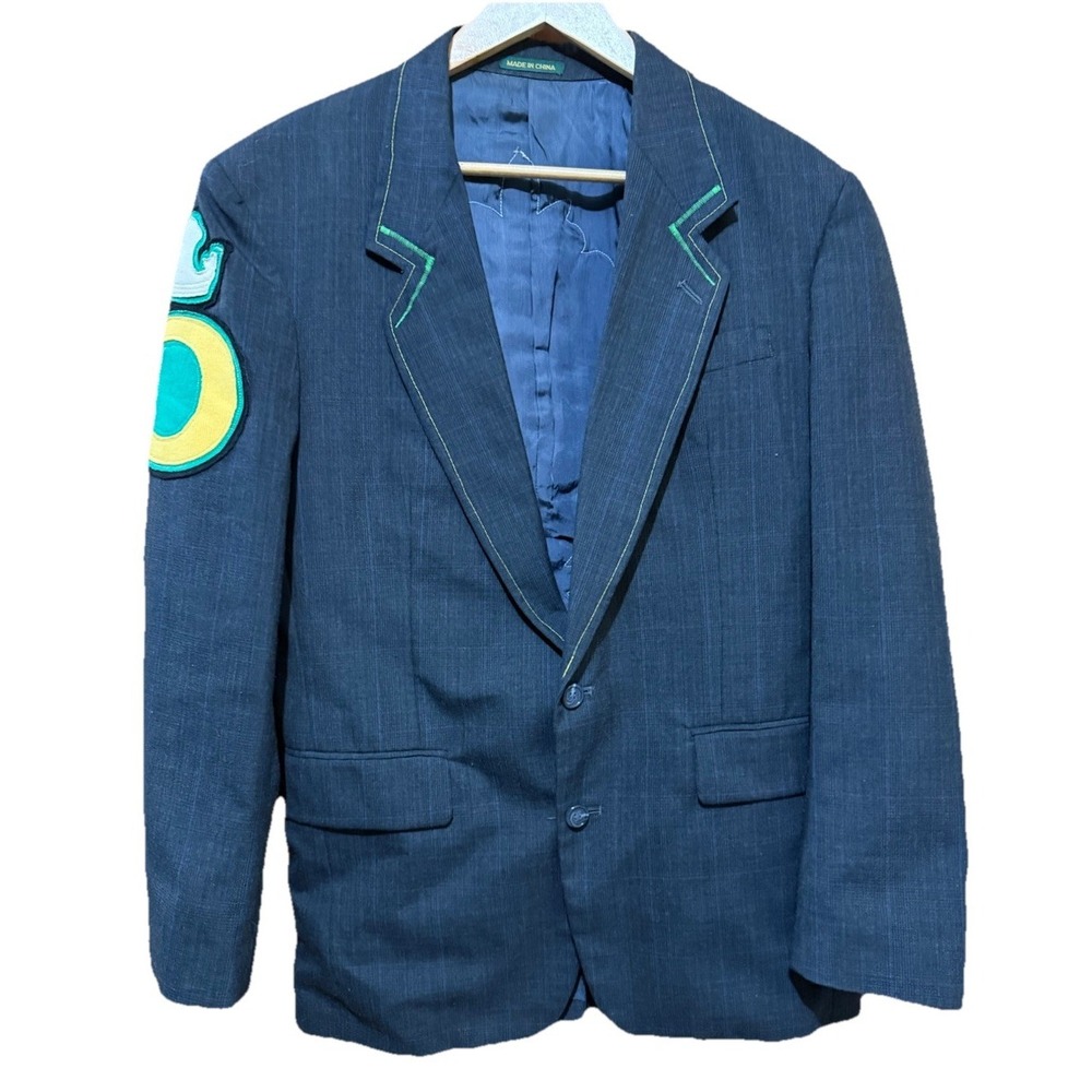 Hunting Horn Men's Dark‎ Gray Wool Blend Embroidered wPatches  Blazer Jacket 38R